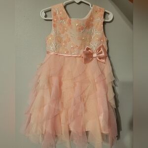Jona Michelle Girls Pink Summer Dress w Flower Embellishments Tulle Size 3T
